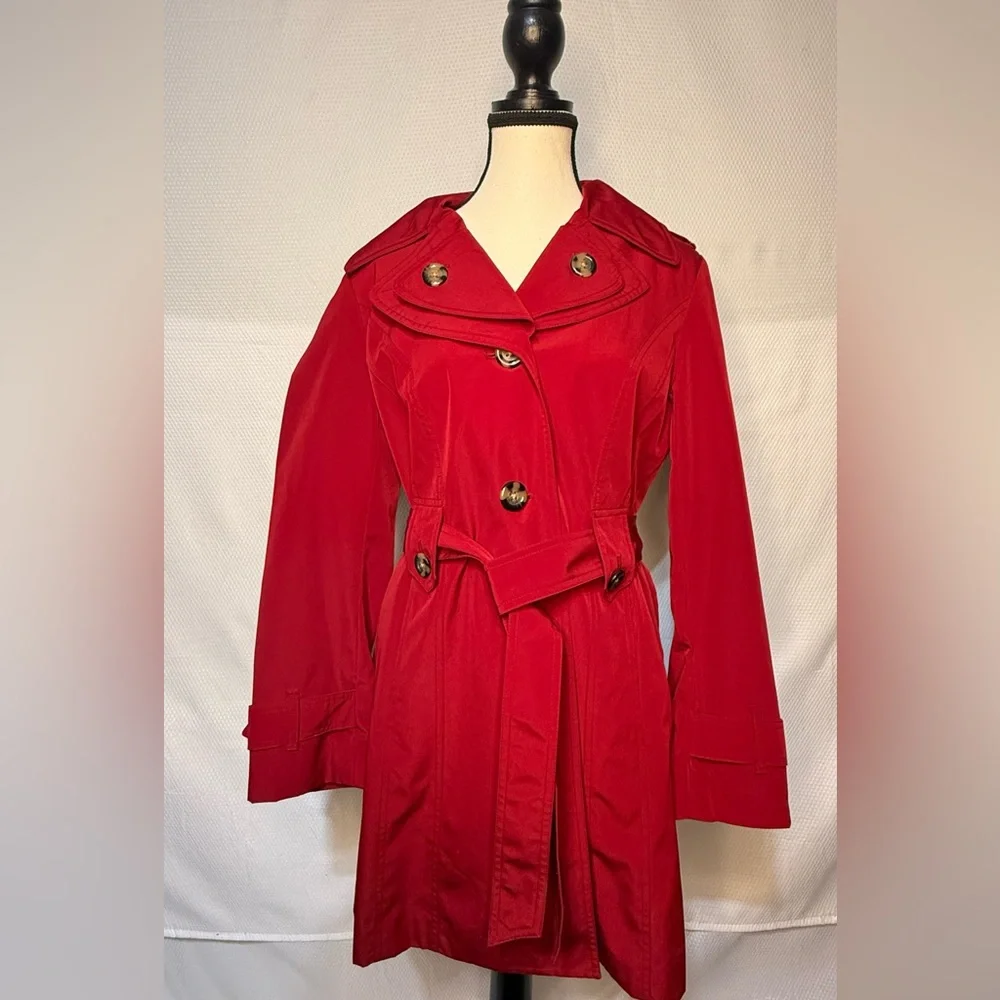 London Fog Vibrant Red Trench Coat